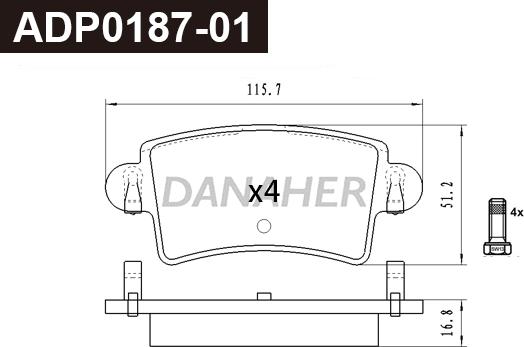 Danaher ADP0187-01 - Гальмівні колодки, дискові гальма autozip.com.ua