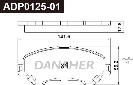 Danaher ADP0125-01 - Гальмівні колодки, дискові гальма autozip.com.ua