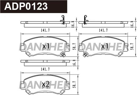 Danaher ADP0123 - Гальмівні колодки, дискові гальма autozip.com.ua