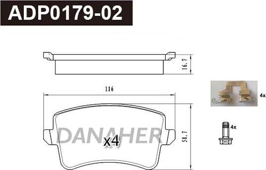Danaher ADP0179-02 - Гальмівні колодки, дискові гальма autozip.com.ua