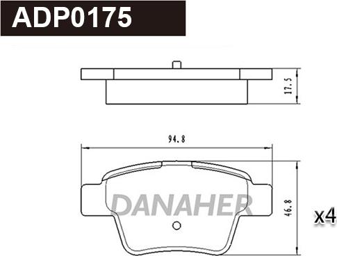 Danaher ADP0175 - Гальмівні колодки, дискові гальма autozip.com.ua