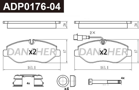 Danaher ADP0176-04 - Гальмівні колодки, дискові гальма autozip.com.ua