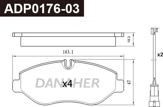 Danaher ADP0176-03 - Гальмівні колодки, дискові гальма autozip.com.ua