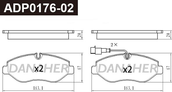 Danaher ADP0176-02 - Гальмівні колодки, дискові гальма autozip.com.ua