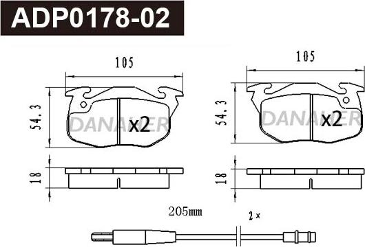 Danaher ADP0178-02 - Гальмівні колодки, дискові гальма autozip.com.ua