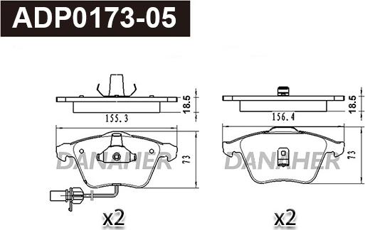 Danaher ADP0173-05 - Гальмівні колодки, дискові гальма autozip.com.ua