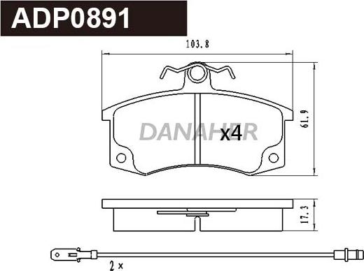 Danaher ADP0891 - Гальмівні колодки, дискові гальма autozip.com.ua