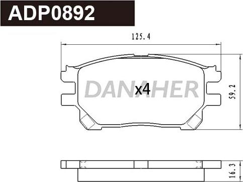 Danaher ADP0892 - Гальмівні колодки, дискові гальма autozip.com.ua
