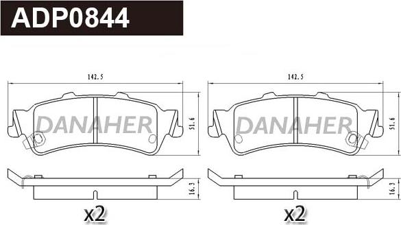 Danaher ADP0844 - Гальмівні колодки, дискові гальма autozip.com.ua