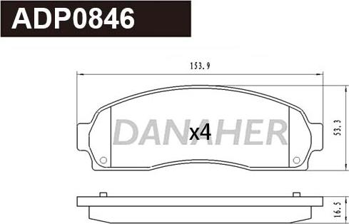 Danaher ADP0846 - Гальмівні колодки, дискові гальма autozip.com.ua