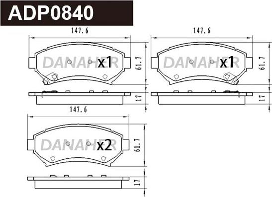 Danaher ADP0840 - Гальмівні колодки, дискові гальма autozip.com.ua