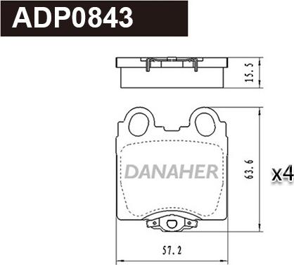 Danaher ADP0843 - Гальмівні колодки, дискові гальма autozip.com.ua