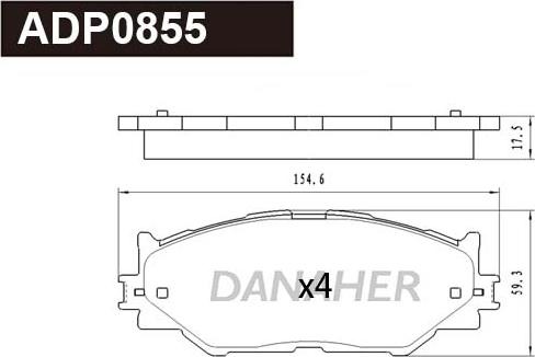 Danaher ADP0855 - Гальмівні колодки, дискові гальма autozip.com.ua