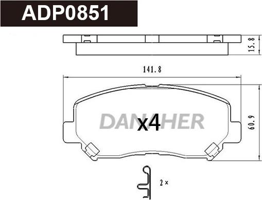Danaher ADP0851 - Гальмівні колодки, дискові гальма autozip.com.ua