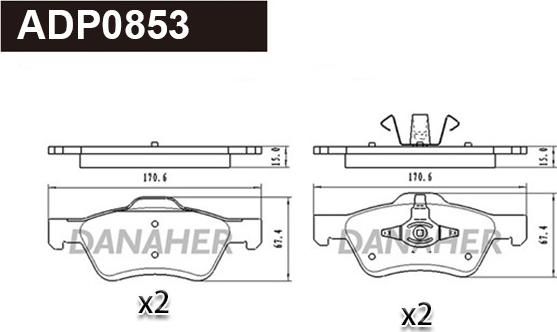 Danaher ADP0853 - Гальмівні колодки, дискові гальма autozip.com.ua