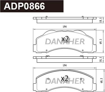 Danaher ADP0866 - Гальмівні колодки, дискові гальма autozip.com.ua