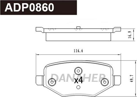 Danaher ADP0860 - Гальмівні колодки, дискові гальма autozip.com.ua