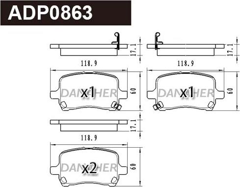 Danaher ADP0863 - Гальмівні колодки, дискові гальма autozip.com.ua