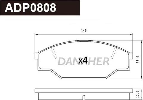 Danaher ADP0808 - Гальмівні колодки, дискові гальма autozip.com.ua