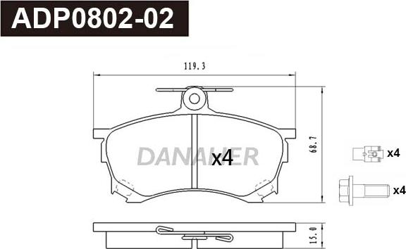 Danaher ADP0802-02 - Гальмівні колодки, дискові гальма autozip.com.ua