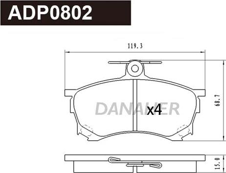 Danaher ADP0802 - Гальмівні колодки, дискові гальма autozip.com.ua