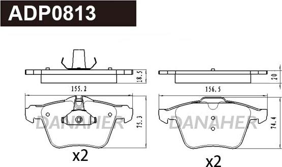 Danaher ADP0813 - Гальмівні колодки, дискові гальма autozip.com.ua