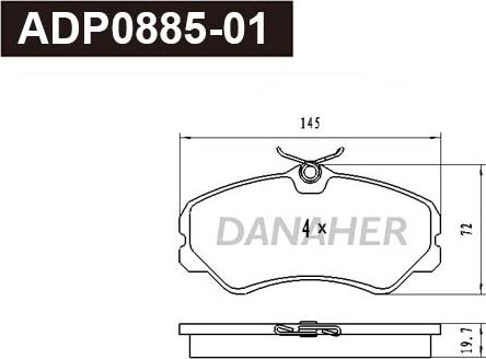 Danaher ADP0885-01 - Гальмівні колодки, дискові гальма autozip.com.ua