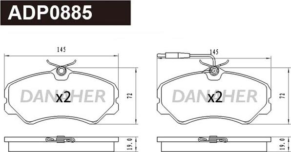 Danaher ADP0885 - Гальмівні колодки, дискові гальма autozip.com.ua