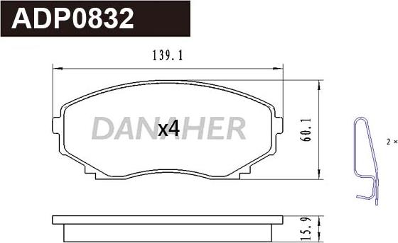 Danaher ADP0832 - Гальмівні колодки, дискові гальма autozip.com.ua
