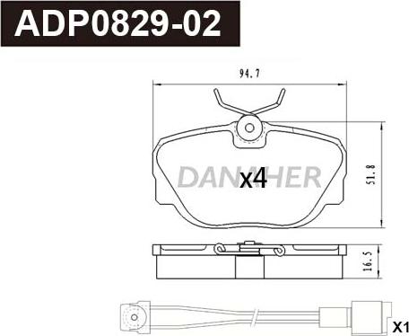 Danaher ADP0829-02 - Гальмівні колодки, дискові гальма autozip.com.ua