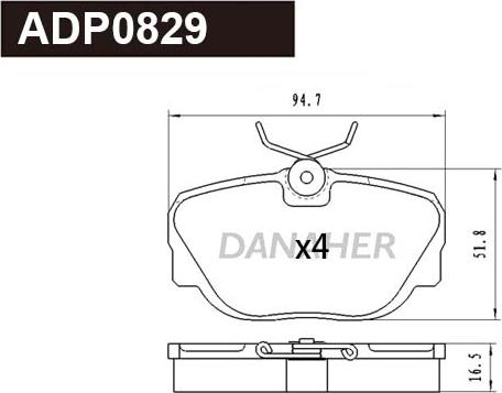 Danaher ADP0829 - Гальмівні колодки, дискові гальма autozip.com.ua