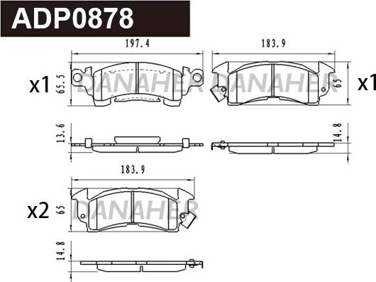 Danaher ADP0878 - Гальмівні колодки, дискові гальма autozip.com.ua