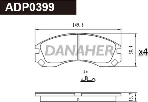 Danaher ADP0399 - Гальмівні колодки, дискові гальма autozip.com.ua