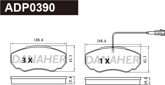 Danaher ADP0390 - Гальмівні колодки, дискові гальма autozip.com.ua