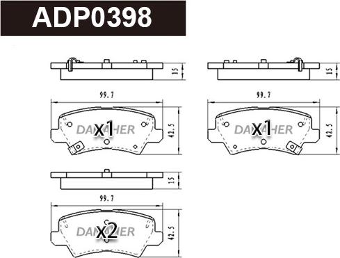 Danaher ADP0398 - Гальмівні колодки, дискові гальма autozip.com.ua