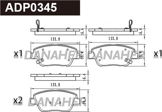 Danaher ADP0345 - Гальмівні колодки, дискові гальма autozip.com.ua