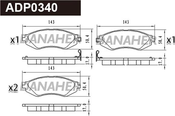 Danaher ADP0340 - Гальмівні колодки, дискові гальма autozip.com.ua