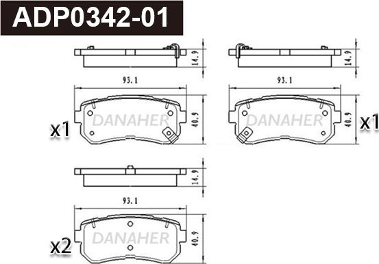 Danaher ADP0342-01 - Гальмівні колодки, дискові гальма autozip.com.ua