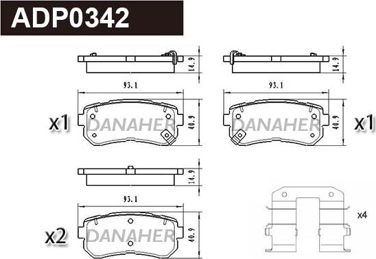 Danaher ADP0342 - Гальмівні колодки, дискові гальма autozip.com.ua