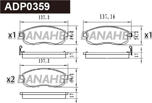 Danaher ADP0359 - Гальмівні колодки, дискові гальма autozip.com.ua