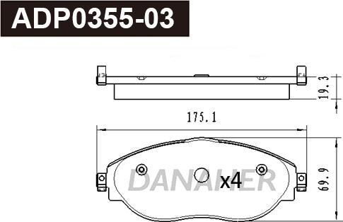 Danaher ADP0355-03 - Гальмівні колодки, дискові гальма autozip.com.ua