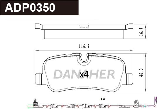 Danaher ADP0350 - Гальмівні колодки, дискові гальма autozip.com.ua