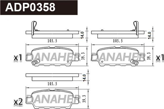 Danaher ADP0358 - Гальмівні колодки, дискові гальма autozip.com.ua