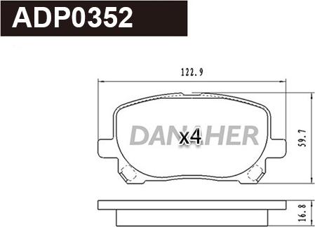 Danaher ADP0352 - Гальмівні колодки, дискові гальма autozip.com.ua
