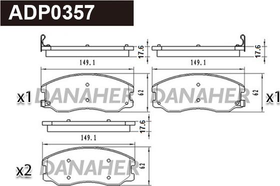 Danaher ADP0357 - Гальмівні колодки, дискові гальма autozip.com.ua