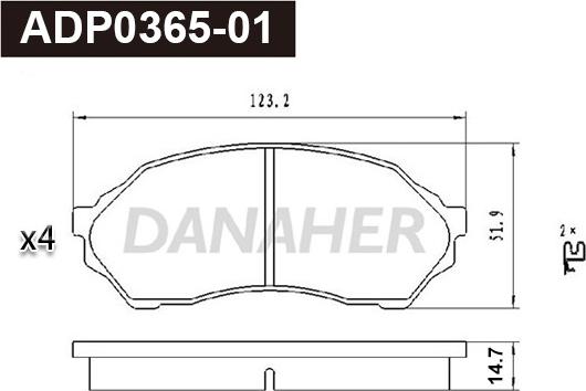 Danaher ADP0365-01 - Гальмівні колодки, дискові гальма autozip.com.ua