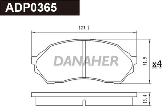 Danaher ADP0365 - Гальмівні колодки, дискові гальма autozip.com.ua