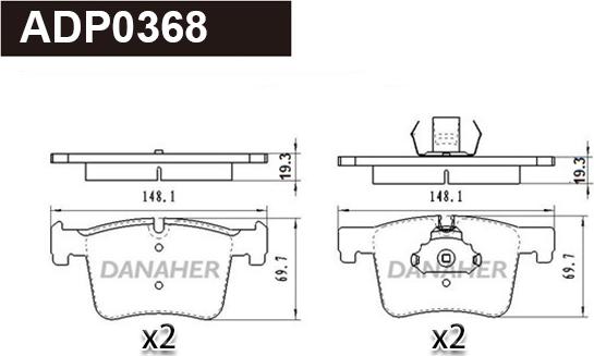 Danaher ADP0368 - Гальмівні колодки, дискові гальма autozip.com.ua