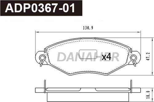 Danaher ADP0367-01 - Гальмівні колодки, дискові гальма autozip.com.ua