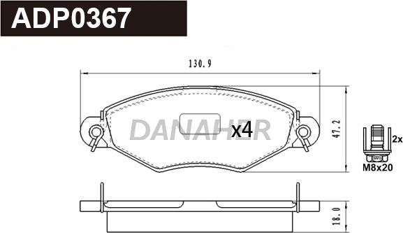 Danaher ADP0367 - Гальмівні колодки, дискові гальма autozip.com.ua